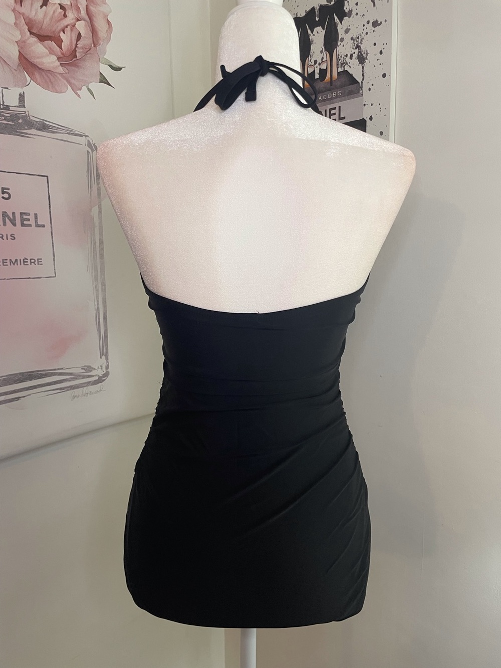 Black One Piece Swimsuit Tie Knot Front with Cut Out Detail Size M - Picture 5 of 12